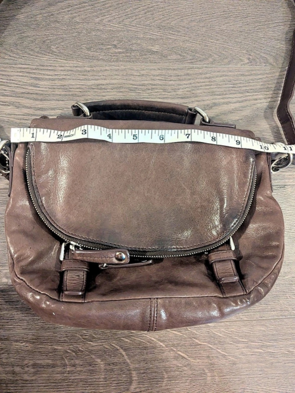 DANIER Chocolate Brown Leather-Style Crossbody Bag - Picture 8 of 11